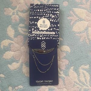 NEW 2-pc Violet Harper Silver  & Blue Bead Layered Necklace & Bracelet Set